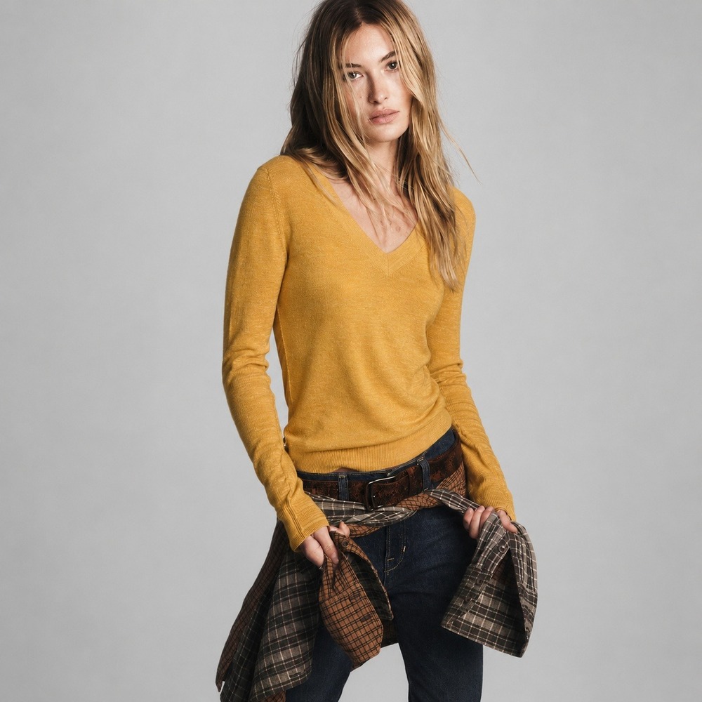 The Limited Merino Wool Blend Sweater Womens Size S Mustard Yellow Knit NWT